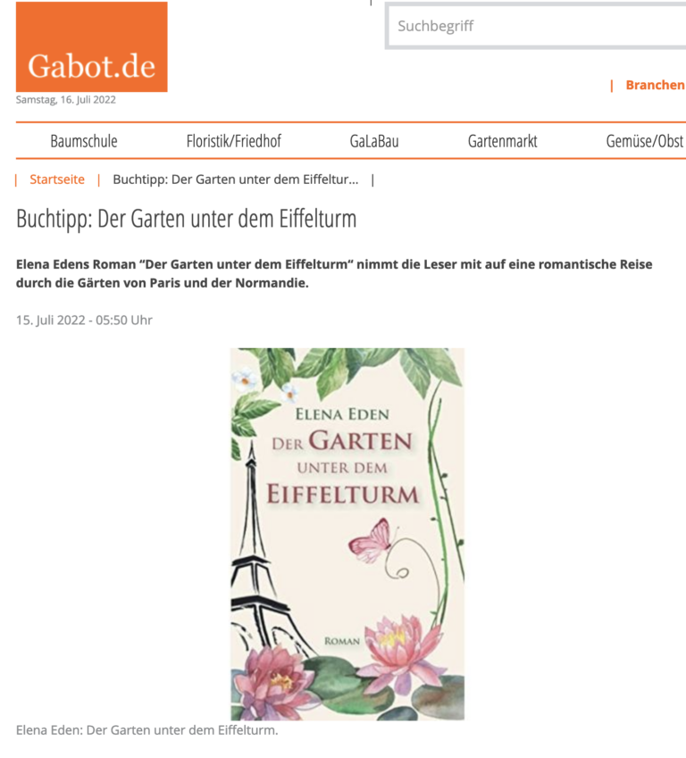 Gartenportal empfiehlt "Der Garten unter dem Eiffelturm" Elena Eden