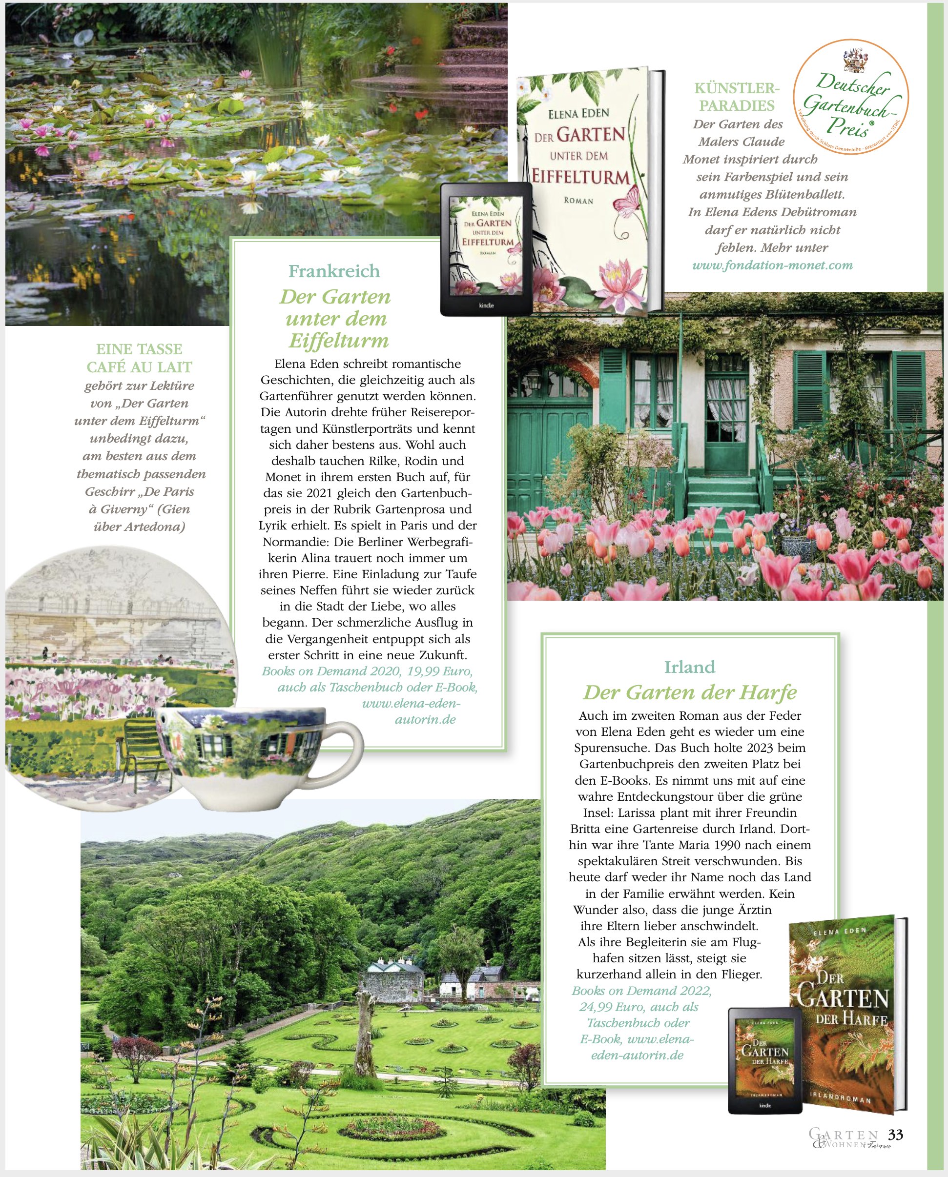 Magazin Garten&Wohnen stellt Elena Edens Gartenromane vor